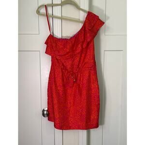 Britt Ryan Floral Silk One-Shoulder Dress - Size 4